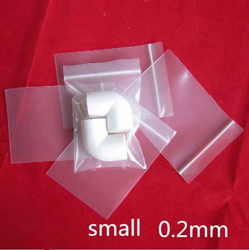 0.2mm PE Clear Self Sealing Zip Lock bags Plastic Packaging Pouches White Transparent zipper reclosable Thick package bags