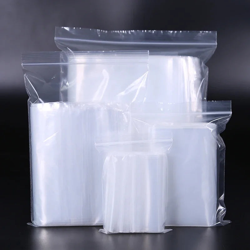 0.2mm PE Clear Self Sealing Zip Lock bags Plastic Packaging Pouches White Transparent zipper reclosable Thick package bags